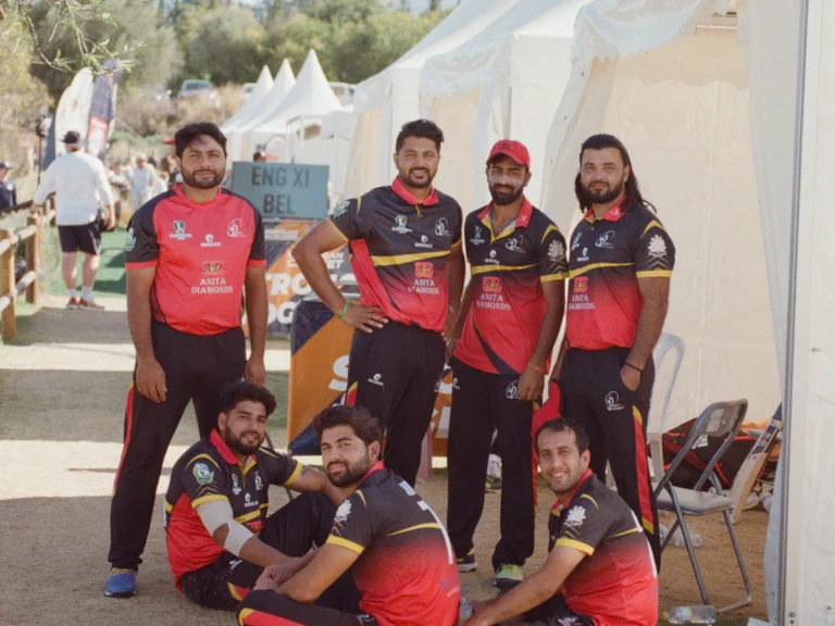A club cricket team posing together
